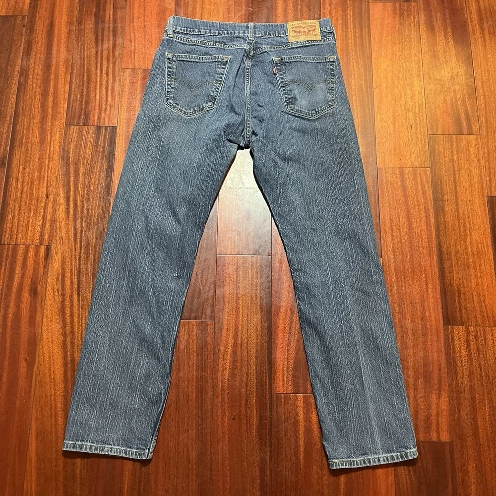 Levis Jeans Mens 34x32 505 Blue Denim Regular Straight Medium Crosshatch Wash